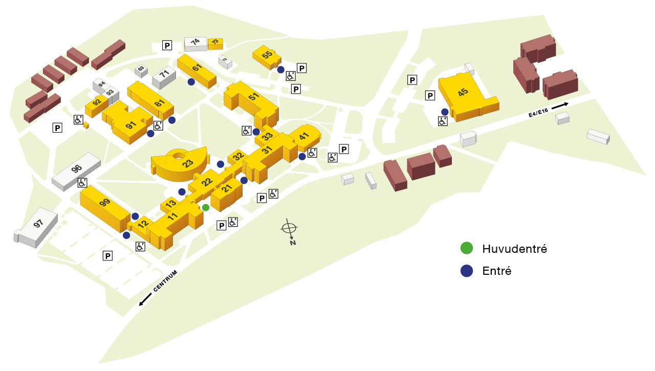 Karta över parkeringsplatser som kräver parkeringstillstånd för rörelsehindrade