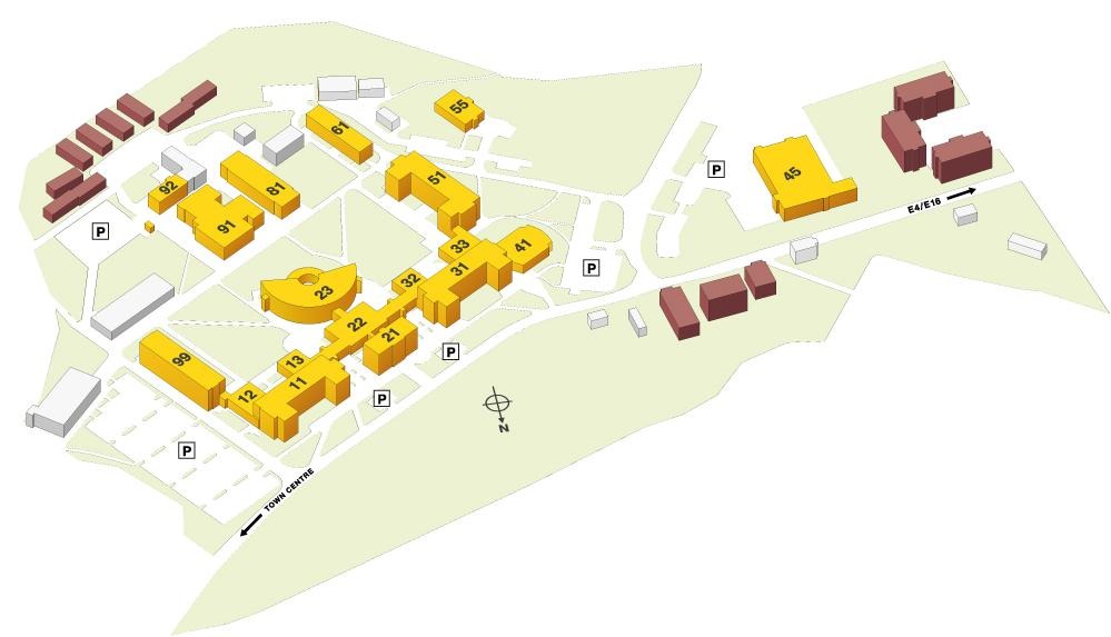 Karta över campusområdet