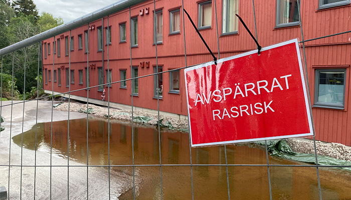 Vid ett studenthus lossnade jordmassor, vilket skapade rasrisk. Foto: Åke Wall